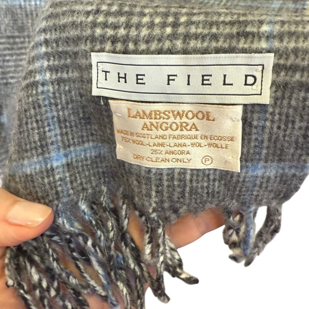 Gray Wool and Cashmere Checkered Scarf by The Field Scotland